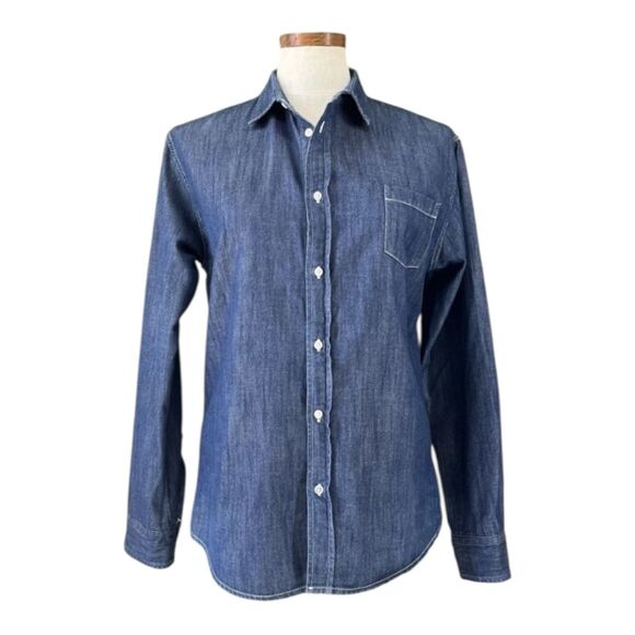 Frank & Eileen Barry Famous Denim Blue Button Down Up Shirt Size Small - Picture 1 of 6
